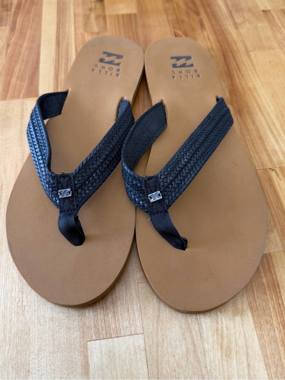 Billabong Brown Footbed with Black Woven Straps Flip Flops